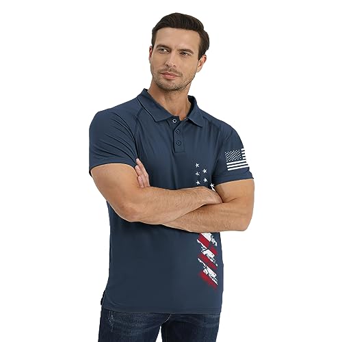 H HYFOL Short Sleeve Polo Shirts for Men Graphic Stretch Casual American Patriotic Raglan Golf Polos for Men4