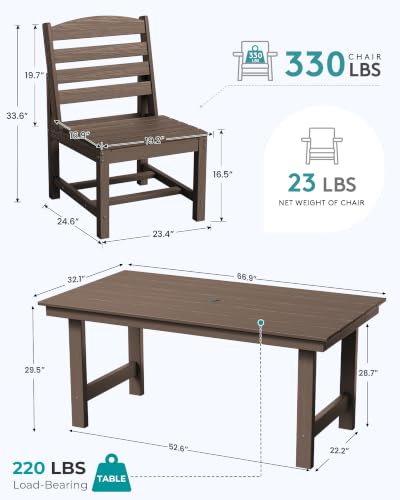 Image of SERWALL Armless Outdoor Dining Chair Set of 2, All Weather Resistant,Coffee