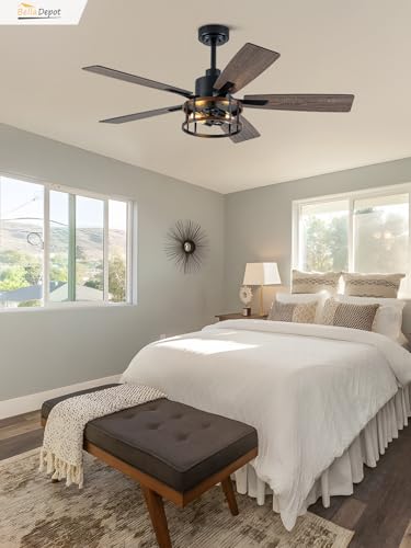 Image of Bella Depot 52 inch Gold Ceiling Fan with Light, Black-01