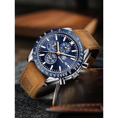 BENYAR Watch for Men Analog Quartz Chronograph Waterproof Luminous Designer Mens Wrist Watches Business Work Sport Casual Dress Watch with Silicone Strap Elegant Gifts for Men
