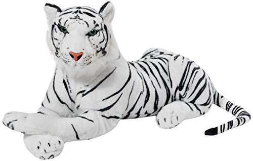 BRUBAKER Peluche de Tigre 45 cm - Couché Peluche de Tigre - Blanc