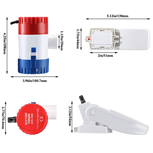 Boat Bilge Water Pump 12 V 1100 Gph Electric Marine Bilge Pump And Automatic Boat Bilge Pump Float Switch 12 V 24 V 32 V For Boats, 2 Pieces In Total #TOP1
