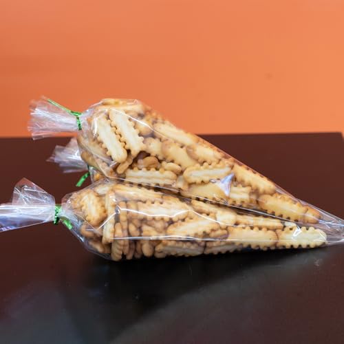 Ctoiotc 100 Clear Cone Bags, 5"x9.8", Plastic Goodie Bags with 4" Colored Twist Ties - Perfect for Popcorn, Candy, Cookies & Party Favors by Ctoiotc - Image 3