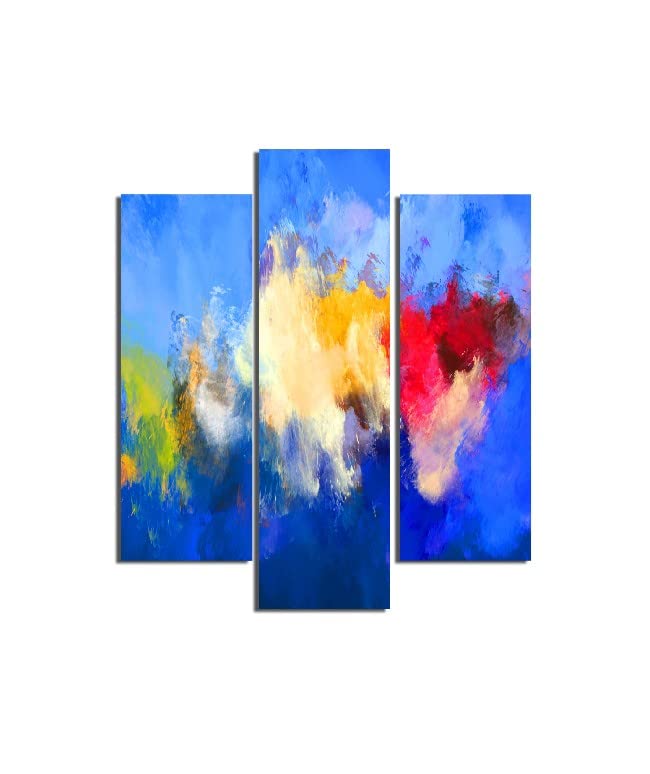 Tableau nuages abstract multicolore pour grand mur de salon