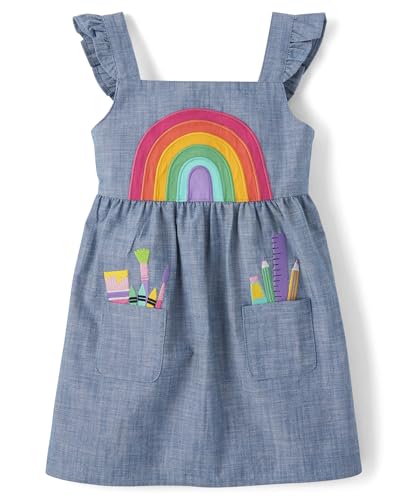 Gymboree,and Toddler Embroidered Sleeveless Skirtall Jumpers,Chambray Rainbow,10