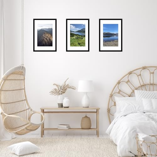 Image of JCJMY 16.5x23.4 A2 Picture Frame Black with 11.7x16.5 A3 Mat, Display Photo 11.7x16.5 with Mat or 16.5 x 23.4 Without Mat, Wall Hanging Large Frame with Plexiglass, Black
