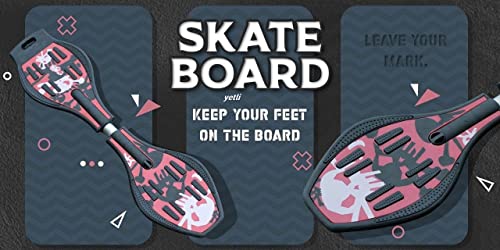 Image of BABAFAB Wave Board Skate Board with Carry Bag | LED Flash Colorful Lights in Wheels | for Outdoor for Kids |Skates for Kids,Plastic Card, DIY Arts Craftfor Children (Red WB)