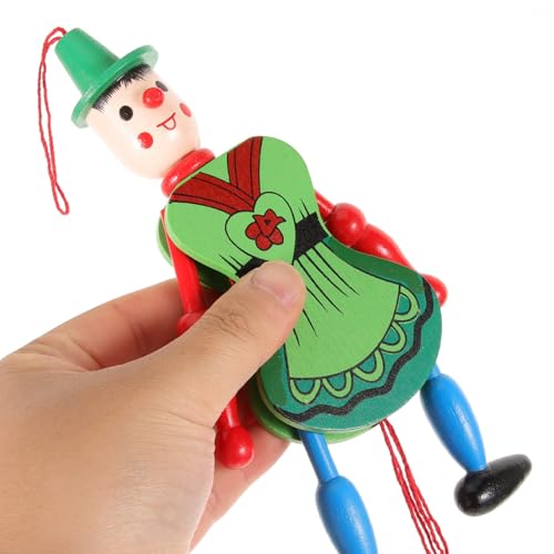 Toddmomy 4Pcs Wooden Marionette Puppets Pull String Toys with Movable Hands and Feet Interactive Hanging Doll Toys for Kids Creative Pretend Play and Party Decorations 7.08 Inch - Thumbnail 3