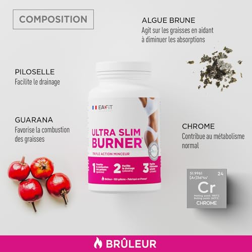 EAFIT MINCEUR - Ultra Slim Burner - Complément Alimentaire Bien Être|Formule Minceur et Anti-Retention d'Eau pour Perte de Poids Naturelle et Sculpture du Corps - Fabriqué en France - 120 gelules – Image 5