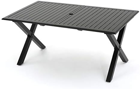 Christopher Knight Home Exuma Outdoor Expandable Cast Aluminum Rectangular Dining Table, Black