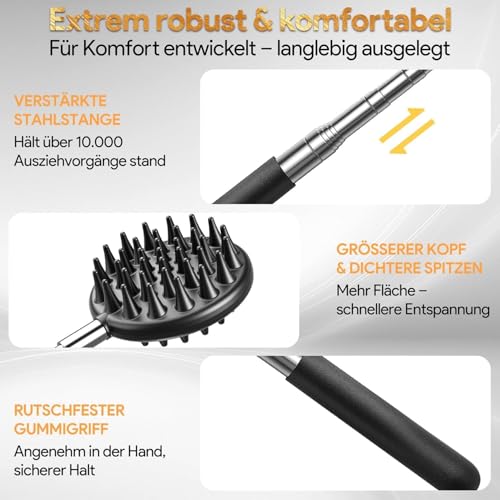 Rückenkratzer Ausziehbarer mit 5 abnehmbaren Kratzköpfen, Verstärktem Griff aus Edelstahl, Geschenke für Männer, Väter und Frauen, Vatertagsgeschenk Geschenke für Papa