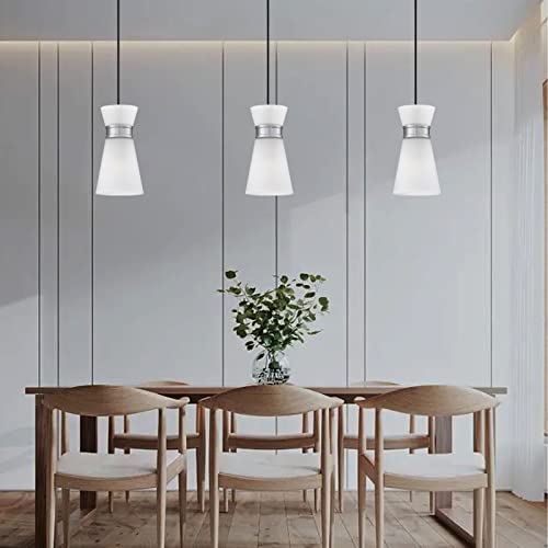 Dolaimy House 2 Pack 1 Light Modern Cylindrical Pendant Light With Frosted Glass Brushed Nickel Finish Hanging Pendant Lighting Fixture For Kitchen Island Sink Dining Room Bar #TOP5