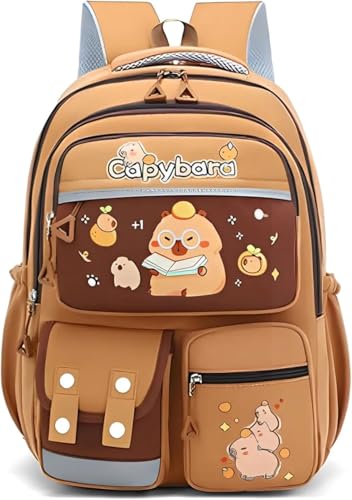 Mochila Capivara Escolar Grande Impermeável | Espaçosa, Resistente e Confortável para Dia a Dia