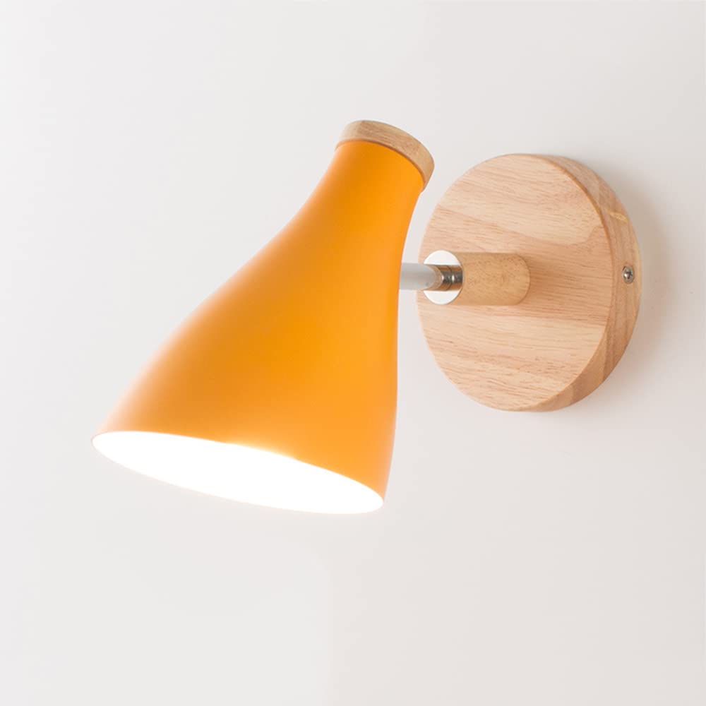 Mengjay Wall Lamp E27 Lamp Type Living Room Bedroom Plug Wall Lamp Macaron Adjustable Bedside Lamp (Orange)