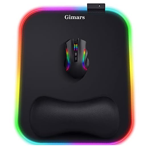 Gimars RGB Mouse Pad with Wrist Rest Support,12 x 10 inch Extra Large Ergonomic Gaming Mouse Pad with 10 LED Lighting Modes, Non-Slip Rubber Base, Lycra Fabric for Laptop, Computer, PC Gaming & Office