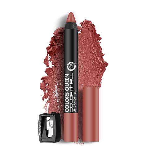 Image of Colors Queen Color It All Non Transfer Lip Crayon Lipstick | Long Lasting Matte Lipstick Combo Pack (Confident, Love, Nude Bomb, 10.5g)