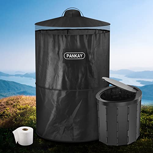 PANKAY Portable Toilet with Pop Up Privacy Tent, 2 in 1 Camping Toilet