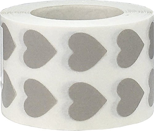Gris Corazon Pegatinas, 13 mm 1/2 Pulgada de Ancho, 1000 Etiquetas en un Rollo