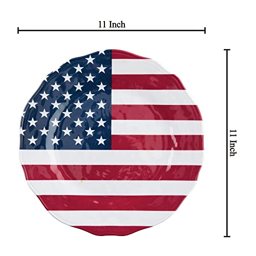 Upware Melamine Dinner Plate Set Of 6, Bpa-Free Dishwasher Safe Round Plates Dinner Dishes For Main Course, Pasta, And Salad, 11 Inch Dinner Plates (American Flag) #TOP3