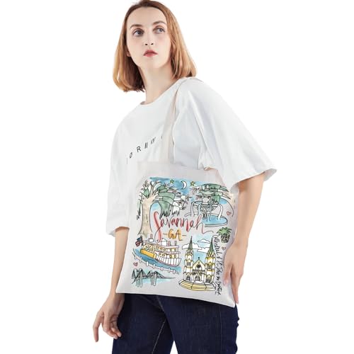 WZMPA Savannah Travel Tote Bag - Georgia Souvenir Gift, Trip Shoulder Bag, Forsyth Park Merchandise4