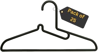 ASPECT 25PK Plastic Hangers | Heavy Duty Plastic Hanger and Clothes Hangers | Adult Coat Hangers Black Colour | Lightweight Space Saving Laundry Hangers