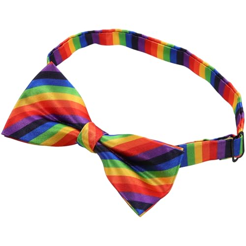 NOLITOY Rainbow Bow Tie Pre Tied for Men Women Versatile Stage Performance Accessory Striped Design for Memorable Photos