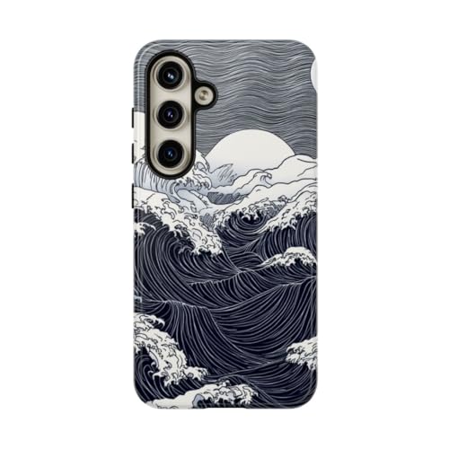 Coque Galaxy S24 Monochrome Ocean Waves rigide premium effet miroir