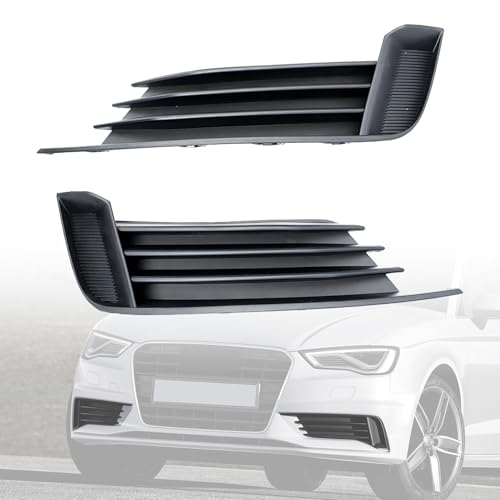 XQSMWF 1 Pair Bumper Grills Lower Front Left and Right Side Fit for Audi A3 S3 2013-2017, Replace 8V58076829B9 8V58076819B9 AU1038141 AU1039141, Front Bumper Fog Lamp Light Grille Cover Bezel Trim