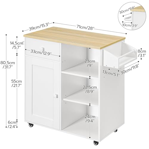 HOOBRO-Kitchen-Island-Storage-Cabinet-with-Drawer-Kitchen-Cart-with-Spice-and-Towel-Rack-Saving-Space-Easy-Assembly-for-Living-Room-White-and-Natural-WN12ZD01 HOOBRO Kitchen Island Storage Cabinet with Drawer Kitchen Cart with Spice and Towel Rack Saving Space Easy Assembly for Living Room White and Natural WN12ZD01