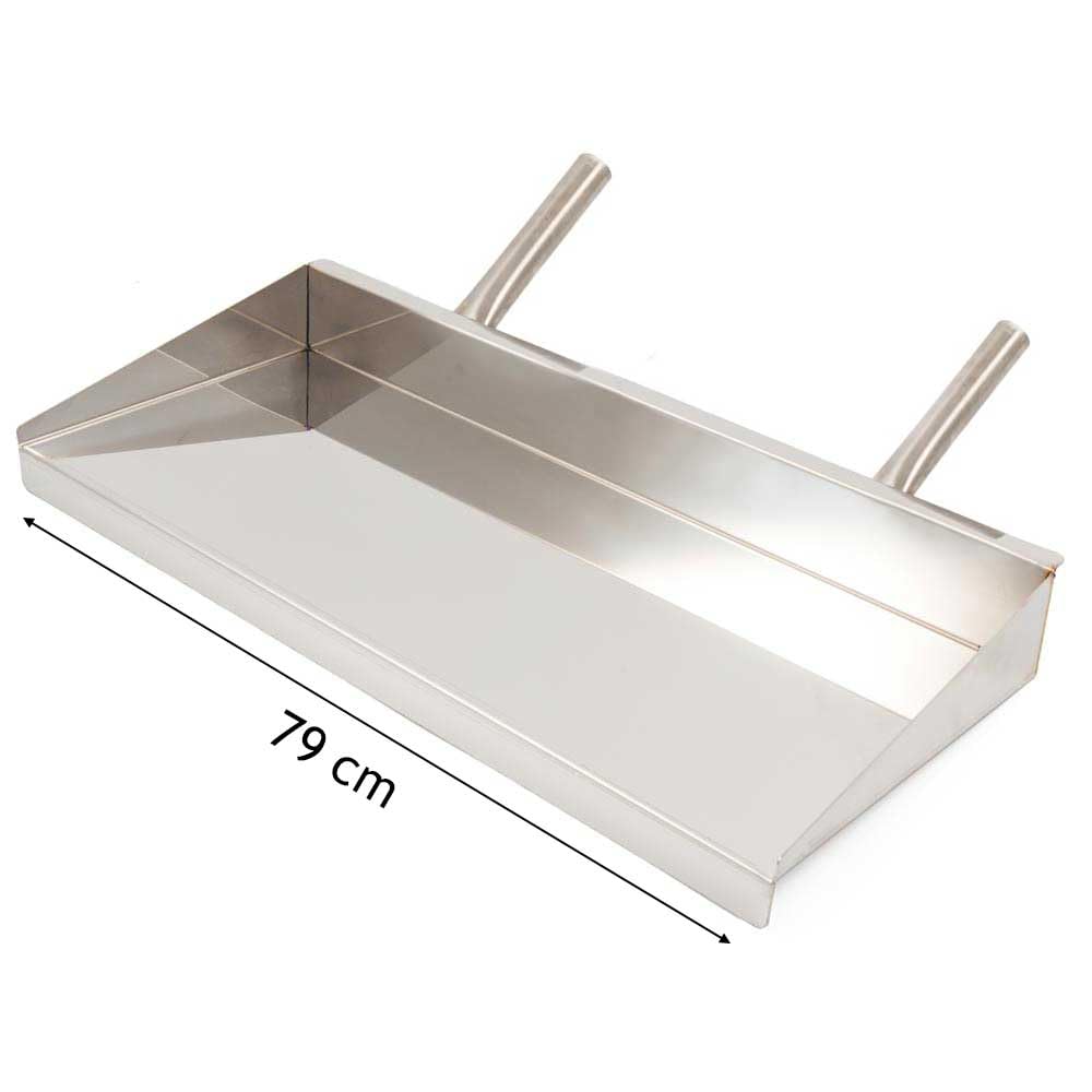 GIEMME Lèchefrite en Acier INOX pour Chemiée ou Barbecue, Lèchefrite pour Tournebroche (Longueur 79 cm)