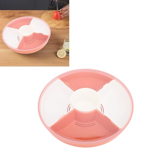 Snack-Tablett, Gemüse-Tablett mit Deckel, Großes Fassungsvermögen, Kunststoff-Drainage, Geteiltes Snack-Tablett, mit 5 Einzelnen Schalen für Nüsse, Trockenfrüchte, Snacks,