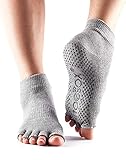 Toe Sox Grip Pilates Barre Socken - rutschfeste Knöchel Halbzehe für Yoga & Ballett, Damen Mädchen Herren, grau meliert, Small