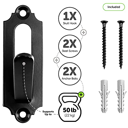 Masani European Mount Skull Hanger - 1 Pack - For Deer, Elk, Buffalo, Coyote, Small Game Animals - 50 Degree Angle - Holds Up To 50Lbs - Complete With Dual Axis Level, 2 Anchor Bolts, 2 Steel Screws #TOP3