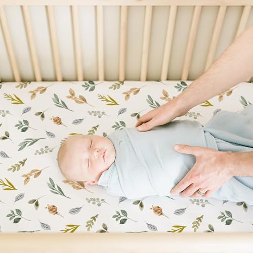 Image of BROLEX Baby Fitted Crib Sheets: Kid Crib Sheets - Set of 2 for Toddler Standard Size Crib Mattress for Boys and Girls - Jersey Knit Crib Bed Sheets Rose & Foliage