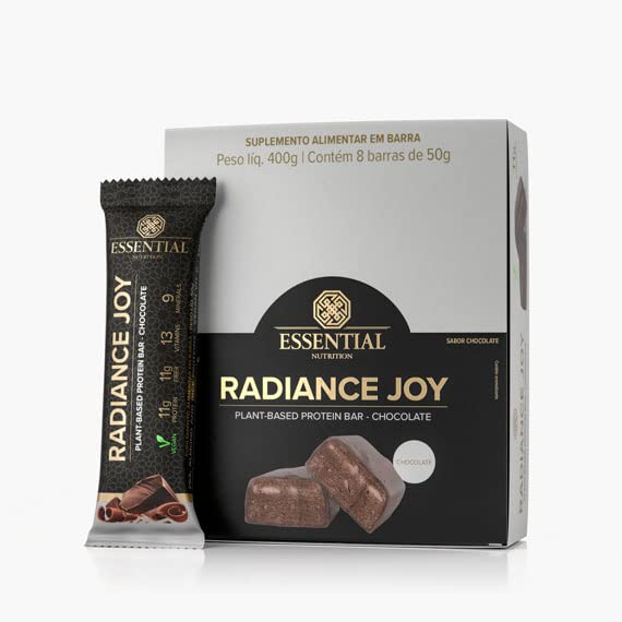 Barra Radiance Joy Chocolate - Essential Nutrition - Caixa 8 Unidades 50g