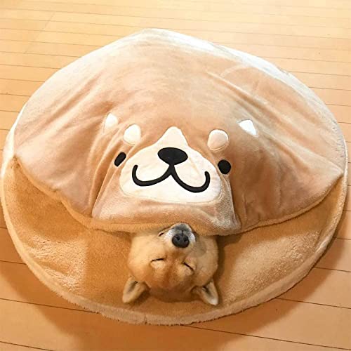 犬 猫 ベッド 柴犬クッション ペットベッド 冬 ふとん 座布団 かわいい おしゃれ 円形 どら焼き もこもこ ふわふわ 通年使える 防寒保温 直径85cm清潔しやすい 寝袋 布団 肌触りが良い