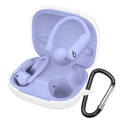BUITFOU For Beats Powerbeats Pro 2 ケース Powerbeats Pro 2 保護カバー 柔らかい シリコン製 落下防止 キズ防止 耐衝撃 防塵 軽量 装着充電可能 カラビナ付き 紛失防止(ホワイト)