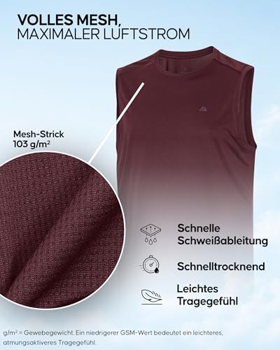 DANISH ENDURANCE Sport Tank Top Herren, 1er & 2er Pack, Mehrfarbig (1xSchwarz, 1xBordeaux), L – Ansicht 4