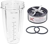 Nutribullet Replacement Parts Compatible with Nutribullet 600w and Pro 900 Series, Replacement 32 Oz Cup with Measurement and Premium Extractor Blade with 2 Silicone Gasket