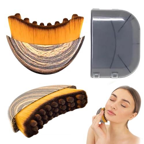 Pennello per Contorno, Spazzola Viso per Dry Brushing, Strumento Massaggiatore per Scolpire il Viso, Mento e Mascella