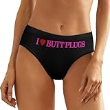 BAIJIAOYUN Breathable Underwear for Women Bikini Panties, I Love Butt Plugs Ladies Hipster Panties S