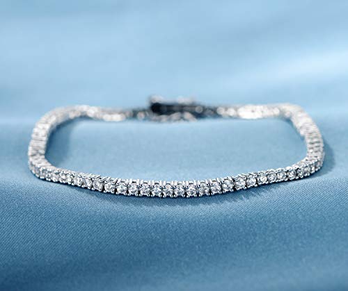 Gemsme Tennis Bracelet,Thin White/Yellow Gold Plated Cubic Zirconia Tennis Bracelet for Women 6-8 Inches3