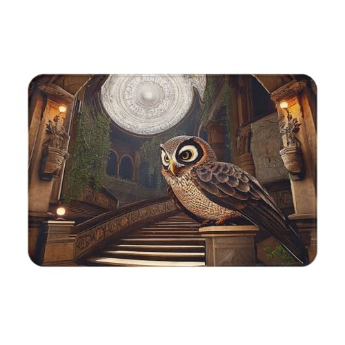 WMASTNjgdA Paillasson personnalisé unique avec motif portrait de chouette – Paillasson d'entrée pour intérieur et extérieur – Tapis de bienvenue...