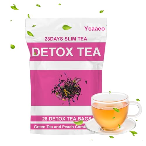 28 Días de Detox Tea Adelgazante, Infusión Drenante y Adelgazante, Quema Grasas, Alivia La Hinchazón y Reduce El Peso - Té Verde, Té Oolong, Rosa, Hoja de Loto, Ingredientes Naturales