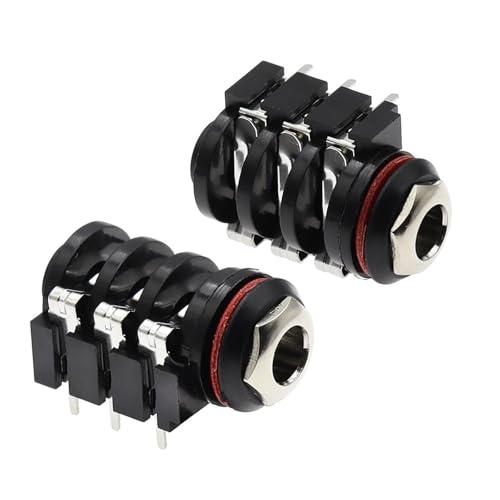 Connecteur Jack TRS 6,35 mm à angle droit et bague robuste pour circuit, x10