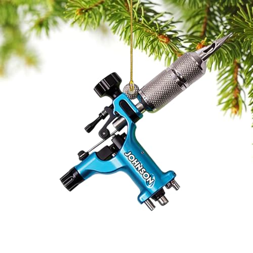 Personalized Tattoo Machine Christmas Ornament 2025, Custom Name Tattoo Artist Gift, Unique Tattoo Machine Keychain, Window & Tree Decoration, Tattoo Shop Decor Keepsake, 3
