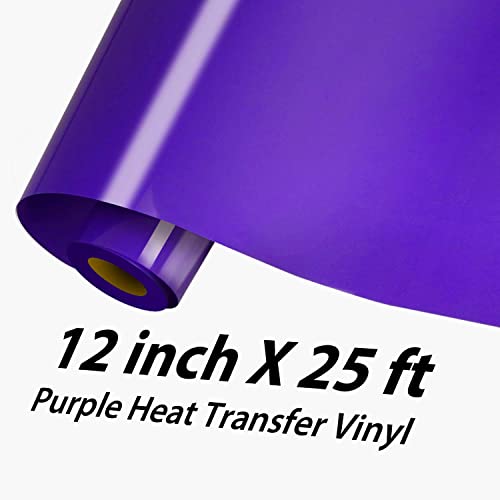Htvront Purple Htv Heat Transfer Vinyl Roll- 12" X 25Ft Purple Htv Vinyl For Shirts - Easy To Cut & Weed Purple Iron On Vinyl For Clothes(Purple) #TOP1