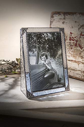 Blue Picture Frame Vintage Stained Glass 4X6 Vertical Photo J Devlin Pic 381-46V #TOP4