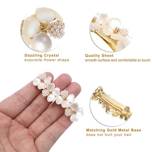 Barretes para cabello con pedrería estilo francés Champagne miniatura 5