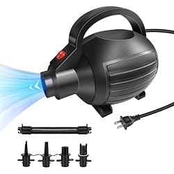 مضخة الهواء الكهربائية VOFiTNY ل المطاطية 600 W مضخة فراش الهواء، مضخة السرير المحمولة للجمباز حصيرة بركة لعبة طوف عائم Airbed نفخ سريع/انكماش مع 4 فوهات 110-120 V AC
